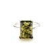 Silver Ring With Green Amber Stone The Rectangle​, Ring Size: 11.5 / 21, image , picture 2