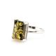 Silver Ring With Green Amber Stone The Rectangle​, Ring Size: 11.5 / 21, image , picture 3