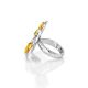 Adjustable Amber Ring In Sterling Silver The Shamrock, Ring Size: Adjustable, image , picture 5