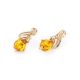 Refined Golden Earrings With Cognac Amber The Swan, image , picture 3