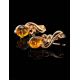 Refined Golden Earrings With Cognac Amber The Swan, image , picture 2