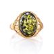 Golden Ring With Green Amber The Carmen, Ring Size: 8.5 / 18.5, image , picture 3