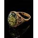 Golden Ring With Green Amber The Carmen, Ring Size: 13 / 22, image , picture 2