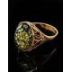 Golden Ring With Green Amber The Carmen, Ring Size: 8.5 / 18.5, image , picture 2