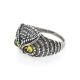 Stylish Animalistic Silver Ring With Green Amber The Owl, Ring Size: 12 / 21.5, image , picture 3