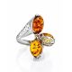 Sterling Silver Ring With Cognac Amber  And Dangle Bead The Casablanca, Ring Size: 11.5 / 21, image , picture 3