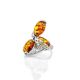 Sterling Silver Ring With Cognac Amber  And Dangle Bead The Casablanca, Ring Size: 10 / 20, image , picture 6