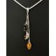 Chain Dangle Amber Pendant In Sterling Silver The Casablanca, image , picture 5
