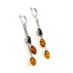 Dangle Amber Earrings In Sterling Silver The Casablanca, image , picture 5
