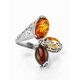 Multicolor Amber Ring In Sterling Silver The Casablanca, Ring Size: 11 / 20.5, image , picture 3