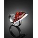Bold Handcrafted Amber Ring In Sterling Silver The Palladio, Ring Size: Adjustable, image , picture 2