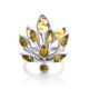Luminous Amber Ring In Sterling Silver The Dahlia, Ring Size: 5 / 15.5, image , picture 3