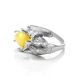 Cute And Fabulous Sterling Silver Ring With Honey Amber The Cats, Ring Size: 11 / 20.5, image , picture 5