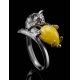 Cute And Fabulous Sterling Silver Ring With Honey Amber The Cats, Ring Size: 9.5 / 19.5, image , picture 6