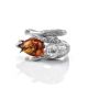 Cute And Fabulous Sterling Silver Ring With Cognac Amber The Cats, Ring Size: 5.5 / 16, image , picture 5