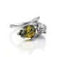 Cute And Fabulous Sterling Silver Ring With Green Amber The Cats, Ring Size: 8.5 / 18.5, image , picture 4