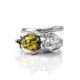 Cute And Fabulous Sterling Silver Ring With Green Amber The Cats, Ring Size: 8.5 / 18.5, image , picture 5