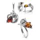 Cute And Fabulous Sterling Silver Ring With Cognac Amber The Cats, Ring Size: 11.5 / 21, image , picture 6