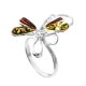 Stylish Sterling Silver Ring With Multicolor Amber The Dragonfly, Ring Size: 9.5 / 19.5, image , picture 3