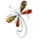 Stylish Sterling Silver Ring With Multicolor Amber The Dragonfly, Ring Size: 5.5 / 16, image , picture 2
