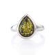 Sterling Silver Ring With Green Amber The Fiori, Ring Size: 6.5 / 17, image , picture 2