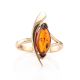 Golden Ring With Leaf Cut Amber The Liana, Ring Size: 6 / 16.5, image , picture 2