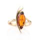Golden Ring With Leaf Cut Amber The Liana, Ring Size: 8.5 / 18.5, image , picture 2