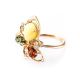 Striking Multicolor Amber Ring In Gold With Crystals The Edelweiss, Ring Size: 9 / 19, image , picture 6