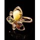 Striking Multicolor Amber Ring In Gold With Crystals The Edelweiss, Ring Size: 12 / 21.5, image , picture 5