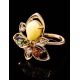 Striking Multicolor Amber Ring In Gold With Crystals The Edelweiss, Ring Size: 9 / 19, image , picture 5