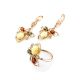 Striking Multicolor Amber Ring In Gold With Crystals The Edelweiss, Ring Size: 9 / 19, image , picture 7