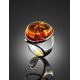 Round Amber Ring In Sterling Silver The Glow, Ring Size: Adjustable, image , picture 2