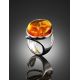 Classy Silver Ring With Cognac Amber The Glow, Ring Size: Adjustable, image , picture 2