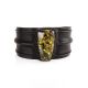 Leather Cuff Bracelet With Green Amber The Nefertiti, image , picture 3
