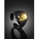 Leather Open Ring With Green Amber The Nefertiti, Ring Size: Adjustable, image , picture 2