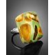 Open Ring With Honey Amber And Green Polymer The Dalmatian, Ring Size: Adjustable, image , picture 2