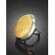Opulent Silver Ring With Honey Amber The Glow, Ring Size: Adjustable, image , picture 3