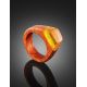 Redwood Ring With Lemon Amber The Indonesia, Ring Size: 11 / 20.5, image , picture 2