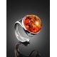 Bold Cognac Amber Ring In Sterling Silver The Glow, Ring Size: Adjustable, image , picture 2