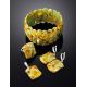 Open Ring With Honey Amber And Green Polymer The Dalmatian, Ring Size: Adjustable, image , picture 4