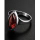 Refined Cognac Amber Ring In Sterling Silver The Amaranth, Ring Size: 5.5 / 16, image , picture 2