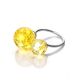 Luminous Lemon Amber Ring In Sterling Silver The Paris, Ring Size: Adjustable, image , picture 5