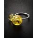 Luminous Lemon Amber Ring In Sterling Silver The Paris, Ring Size: 8 / 18, image , picture 2