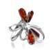 Stylish Sterling Silver Ring With Cognac Amber The Dragonfly, Ring Size: 13 / 22, image , picture 4