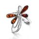 Stylish Sterling Silver Ring With Cognac Amber The Dragonfly, Ring Size: 12 / 21.5, image , picture 5
