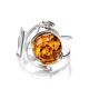 Cognac Amber Ring In Sterling Silver The Flamenco, Ring Size: Adjustable, image , picture 3