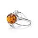 Cognac Amber Ring In Sterling Silver The Flamenco, Ring Size: Adjustable, image , picture 4
