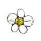 Filigree Silver Ring With Green Amber The Daisy, Ring Size: 12 / 21.5, image , picture 3