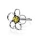Filigree Silver Ring With Green Amber The Daisy, Ring Size: 13 / 22, image , picture 4