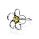 Filigree Silver Ring With Green Amber The Daisy, Ring Size: 12 / 21.5, image , picture 4